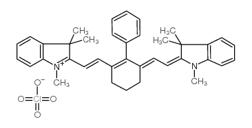 2-[2-[3-[(1,3-二氢-1,3,3-三甲基-2H-吲哚-2-亚基)乙亚基]-2-苯基-1-环己烯-1-基]乙烯基]-1,3,3-三甲基-3H-吲哚高氯酸盐结构式