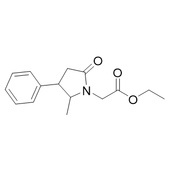 2-(2-甲基-5-氧代-3-苯基吡咯烷基-1-基)乙酸乙酯结构式