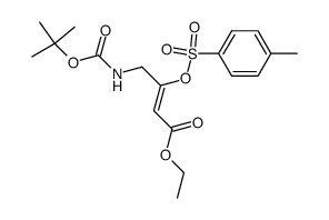 (Z)-4-tert-Butoxycarbonylamino-3-(toluene-4-sulfonyloxy)-but-2-enoic acid ethyl ester结构式