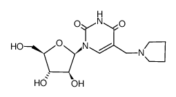 1-((2R,3S,4S,5R)-3,4-dihydroxy-5-(hydroxymethyl)tetrahydrofuran-2-yl)-5-(pyrrolidin-1-ylmethyl)pyrimidine-2,4(1H,3H)-dione结构式