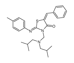 (5E)-5-benzylidene-3-[[bis(2-methylpropyl)amino]methyl]-2-(4-methylphenyl)imino-1,3-thiazolidin-4-one结构式