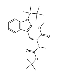 methyl (R)-3-[1-(tert-butyldimethylsilyl)indol-3-yl]-2-(N-tert-butoxycarbonyl-N-methylamino)propanoate结构式
