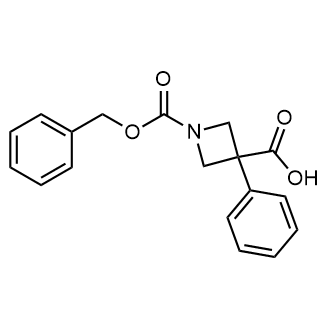 1-[(苄氧基)羰基]-3-苯基氮杂环丁烷-3-羧酸结构式