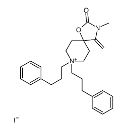 3-methyl-4-methylidene-8,8-bis(3-phenylpropyl)-1-oxa-3-aza-8-azoniaspiro[4.5]decan-2-one,iodide结构式