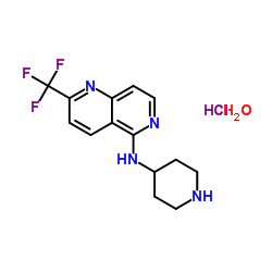 N-PIPERIDIN-4-YL-2-(TRIFLUOROMETHYL)-1,6-NAPHTHYRIDIN-5-AMINE HYDROCHLORIDE MONOHYDRATE Structure