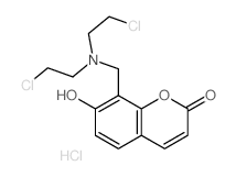 2H-1-Benzopyran-2-one,8-[[bis(2-chloroethyl)amino]methyl]-7-hydroxy-, hydrochloride (1:1) structure