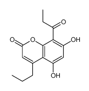5,7-dihydroxy-8-propanoyl-4-propylchromen-2-one结构式