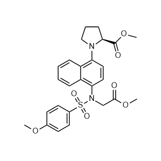 (4-((4-甲氧基-N-(2-甲氧基-2-氧乙基)苯基)磺酰胺基)萘-1-基)-L-脯氨酸甲酯结构式