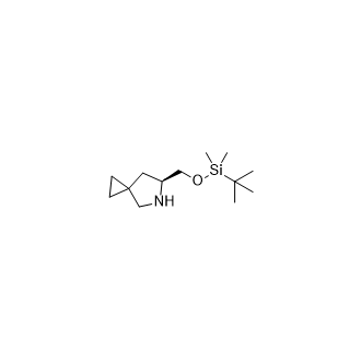 (S)-6-(((叔丁基二甲基甲硅烷基)氧基)甲基)-5-氮杂螺[2.4]庚烷结构式