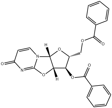 3'-O,5'-O-Dibenzoyl-2,2'β-epoxy-2,3-didehydro-2-deoxo-2'-deoxyuridine结构式