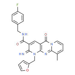 N-(4-fluorobenzyl)-1-(2-furylmethyl)-2-imino-10-methyl-5-oxo-1,5-dihydro-2H-dipyrido[1,2-a:2,3-d]pyrimidine-3-carboxamide结构式