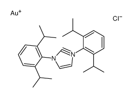 1,3-双(2,6-二异丙基苯基咪唑-2-亚基)金(I)酰氯结构式