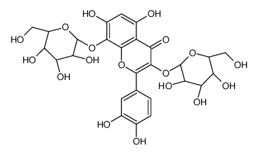 2-(3,4-dihydroxyphenyl)-5,7-dihydroxy-3,8-bis[[(2S,3R,4S,5S,6R)-3,4,5-trihydroxy-6-(hydroxymethyl)oxan-2-yl]oxy]chromen-4-one结构式