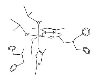 [(1-dibenzylamino-3-(3,5-dimethyl-pyrazol-1-yl)-propan-2-ol(-1H))2Ti(O-i-Pr)2]结构式