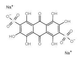 2,6-Anthracenedisulfonicacid, 9,10-dihydro-1,3,4,5,7,8-hexahydroxy-9,10-dioxo-, sodium salt (1:2) structure