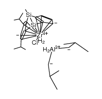 (Me2Si)2(2,4-i-Pr2-C5H)(C5H3)ZrCl(μ-H)2Al(i-Bu)2 Structure