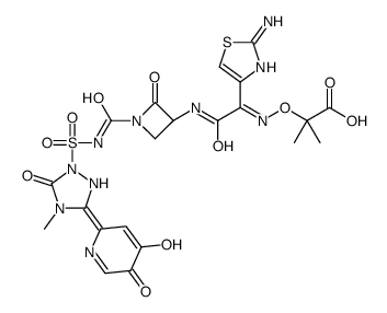 2-[(E)-[1-(2-amino-1,3-thiazol-4-yl)-2-[[(3S)-1-[[(3E)-3-(4-hydroxy-5-oxopyridin-2-ylidene)-4-methyl-5-oxo-1,2,4-triazolidin-1-yl]sulfonylcarbamoyl]-2-oxoazetidin-3-yl]amino]-2-oxoethylidene]amino]oxy-2-methylpropanoic acid结构式