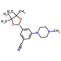 3-(4-methylpiperazin-1-yl)-5-(4,4,5,5-tetramethyl-1,3,2-dioxaborolan-2-yl)benzonitrile结构式