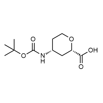 (2S,4R)-4-((叔丁氧羰基)氨基)四氢-2H-吡喃-2-羧酸结构式