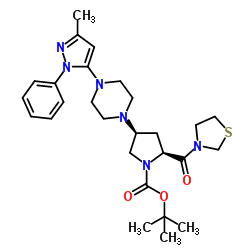 (2S,4S)-4-[4-(3-甲基-1-苯基-1H-吡唑-5-基)-1-哌嗪基]-2-(3-噻唑烷结构式