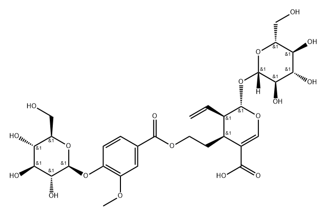 7-O-(4-beta-D-glucopyranosyloxy-3-methoxybenzoyl)secologanolic acid结构式