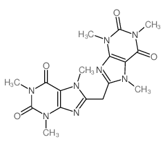 1,3,7-trimethyl-8-[(1,3,7-trimethyl-2,6-dioxo-purin-8-yl)methyl]purine-2,6-dione结构式