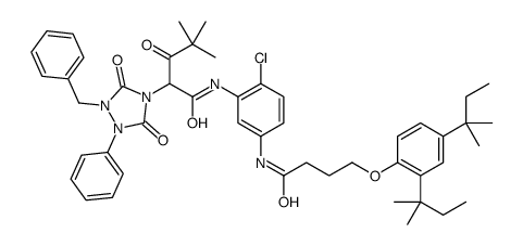 2-(1-苄基-3,5-二氧代-2-苯基-1,2,4-三唑烷-4-基)-2-叔戊酰基-2’-氯-5’-[4-(2,4-二叔戊基苯氧基)-丁酰氨基]乙酰苯胺结构式