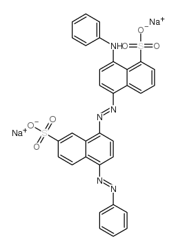 disodium 8-(phenylamino)-5-[[4-(phenylazo)-7-sulphonato-1-naphthyl]azo]naphthalenesulphonate structure