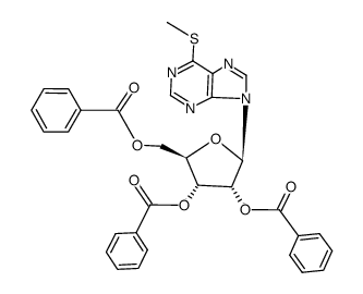 tri-O-benzoyl-1-(6-methylsulfanyl-purin-9-yl)-β-D-1-deoxy-ribofuranose Structure