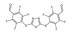 4,4'-[1,3,4-thiadiazole-2,5-diylbis(thio)]bis[2,3,5,6-tetrafluoro]benzaldehyde Structure