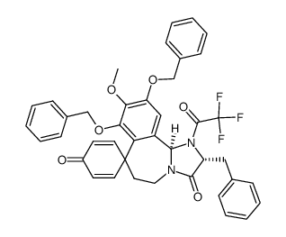 (2R,11bR)-2-benzyl-8,10-bis(benzyloxy)-9-methoxy-1-(2,2,2-trifluoroacetyl)-1,5,6,11b-tetrahydrospiro[benzo[c]imidazo[1,2-a]azepine-7,1'-cyclohexane]-2',5'-diene-3,4'(2H)-dione结构式