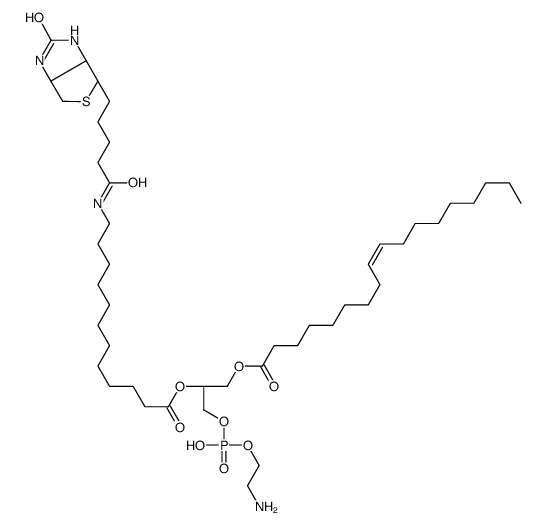 1-油酰-2-(12-生物素酰(氨基十二烷基))-sn-甘油-3-磷酸乙醇胺结构式