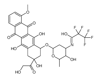 2,2,3,3,3-pentafluoro-N-[3-hydroxy-2-methyl-6-[[3,5,12-trihydroxy-3-(2-hydroxyacetyl)-10-methoxy-6,11-dioxo-2,4-dihydro-1H-tetracen-1-yl]oxy]oxan-4-yl]propanamide Structure