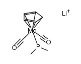 lithium dicarbonyl(η5-cyclopentadienyl)(dimethylphosphine)molybdate(1-)结构式