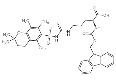 NΑ-FMOC-NΩ-(2,2,5,7,8-五甲基苯并二氢吡喃-6-磺酰基)-L-精氨酸结构式