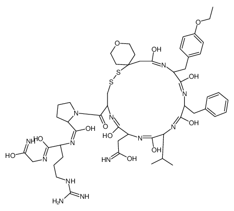 Vasopressin, 1-(tetrahydro-4-mercapto-2H-pyran-4-acetic acid)-2-(O-eth yl-D-tyrosine)-4-L-valine-8-L-arginine- picture