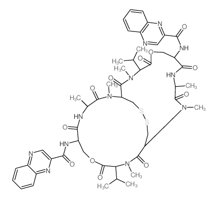 L-Valine, N-(2-quinoxalinylcarbonyl)-D-seryl-L-alanyl- N-methyl-L-cysteinyl-N-methyl-, bimol. lactone, cyclic disulfide picture