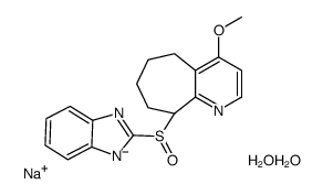 sodium,(9R)-9-[(S)-benzimidazol-1-id-2-ylsulfinyl]-4-methoxy-6,7,8,9-tetrahydro-5H-cyclohepta[b]pyridine,dihydrate Structure