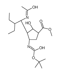 (1S,2S,3R,4R)-Methyl 3-((R)-1-acetamido-2-ethylbutyl)-4-(tert-butoxycarbonylamino)-2-hydroxycyclopentanecarboxylate Structure