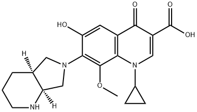 3-Quinolinecarboxylic acid, 1-cyclopropyl-1,4-dihydro-6-hydroxy-8-methoxy-7-[(4aS,7aS)-octahydro-6H-pyrrolo[3,4-b]pyridin-6-yl]-4-oxo- structure