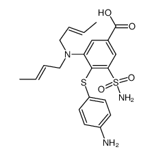 4-(4-aminophenylmercapto)-3-di-(2-butenyl)-amino-5-sulfamoylbenzoic acid Structure