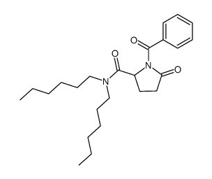 ()-1-benzoyl-N,N-dihexyl-5-oxopyrrolidine-2-carboxamide structure
