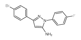 3-(4-溴代苯基)-1-(4-氟代苯基)-1H-吡唑-5-胺结构式