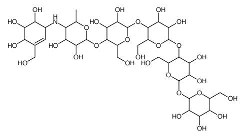 2-[5-[5-[5-[3,4-dihydroxy-6-methyl-5-[[4,5,6-trihydroxy-3-(hydroxymethyl)cyclohex-2-en-1-yl]amino]oxan-2-yl]oxy-3,4-dihydroxy-6-(hydroxymethyl)oxan-2-yl]oxy-3,4-dihydroxy-6-(hydroxymethyl)oxan-2-yl]oxy-3,4-dihydroxy-6-(hydroxymethyl)oxan-2-yl]oxy-6-(hydro结构式