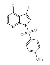 4-氯-3-碘-1-[(4-甲基苯基)磺酰基]-1H-吡咯并[2,3-b]吡啶结构式