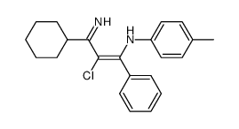 (E)-N-(2-chloro-3-cyclohexyl-3-imino-1-phenylprop-1-en-1-yl)-4-methylaniline结构式