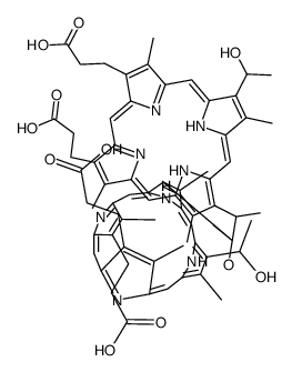 3-[13-[1-[1-[8,12-bis(2-carboxyethyl)-17-(1-hydroxyethyl)-3,7,13,18-tetramethyl-21,24-dihydroporphyrin-2-yl]ethoxy]ethyl]-18-(2-carboxyethyl)-8-(1-hydroxyethyl)-3,7,12,17-tetramethyl-22,23-dihydroporphyrin-2-yl]propanoic acid结构式