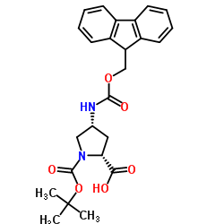 N-boc-顺式-4-n-Fmoc-氨基-d-脯氨酸结构式