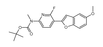 [6-fluoro-5-(5-methoxy-benzofuran-2-yl)-pyridin-2-yl]-methyl-carbamic acid tert-butyl ester结构式