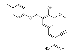 (E)-2-cyano-3-[3-ethoxy-4-hydroxy-5-[(4-methylphenyl)sulfanylmethyl]phenyl]prop-2-enamide Structure